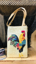 Load image into Gallery viewer, Hand beaded club bag  | tan with handsome colorful rooster | fashion handbag | cross body | wristlet