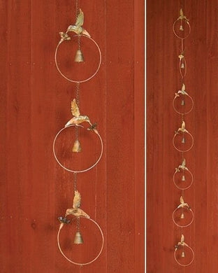 Copper hummingbird rain chain rainchain | outdoor decor | hummingbirds and bells perfect gift for the gardener or as a housewarming present