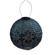 Load image into Gallery viewer, Indoor/outdoor garden lantern led | petrol blue round shape 30 cm | remote battery operated | lum122