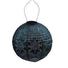 Indoor/outdoor garden lantern led | petrol blue round shape 30 cm | remote battery operated | lum122