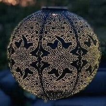 Load image into Gallery viewer, Indoor/outdoor garden lantern led | petrol blue round shape 30 cm | remote battery operated | lum122