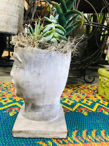Greek man head full face planter pot unique planter | succulent planter concrete cement indoor outdoor