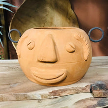 Load image into Gallery viewer, Unique face head planter pot | oval 5&quot; | utensil holder | succulent herb flower houseplant planter