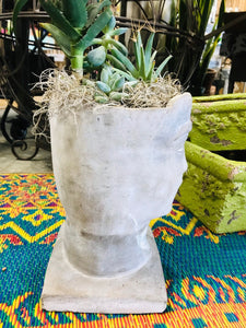 Greek man head full face planter pot unique planter | succulent planter concrete cement indoor outdoor