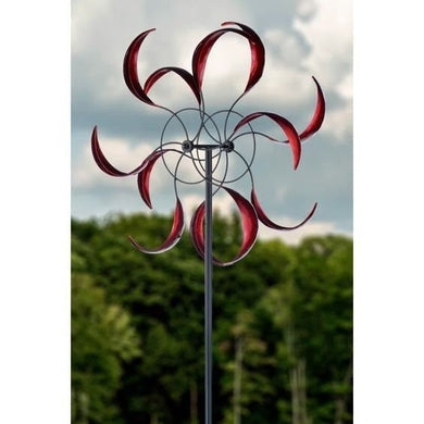 Outdoor kinetic wind spinner | red zephyr | springtime spinner l  garden art | wind sculpture | hh160