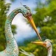 Load image into Gallery viewer, Stunning Coastal Iron herons metal statues pair  Heron lover&#39;s gift