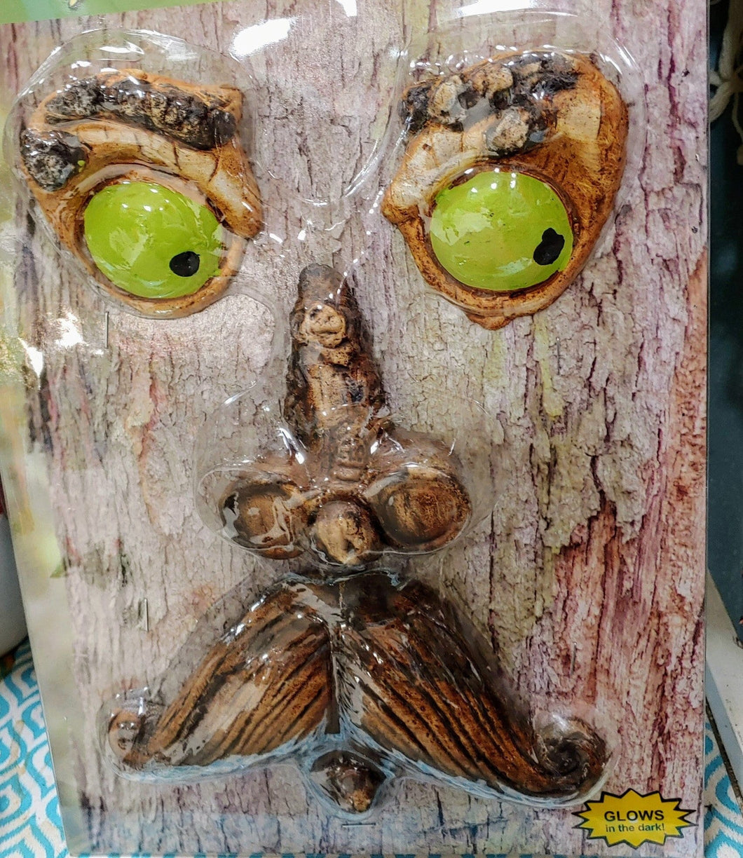 Mustache Man Tree Face Outdoor Glow in the Dark 4 piece set