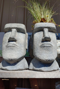 LLCement Head Planter Easter Island 9" Flower Pot Moia