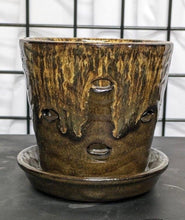 Load image into Gallery viewer, Pierced Ceramic Orchid planter pot with attached saucer hand glazed