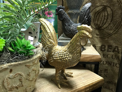 Cast Iron Decorative Roosters | Choice Gold or Black