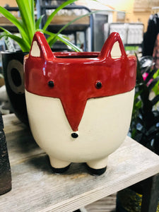 Mini Ceramic Red Fox Planter no drainage succulent planter  Fox lover's gift