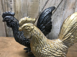 Cast Iron Decorative Roosters | Choice Gold or Black