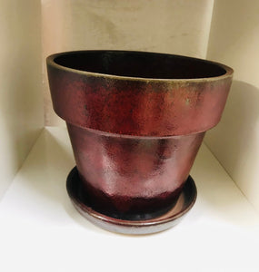 Bijou 8 inch wide  Ceramic Pot Planter with Drainage Attached Saucer
