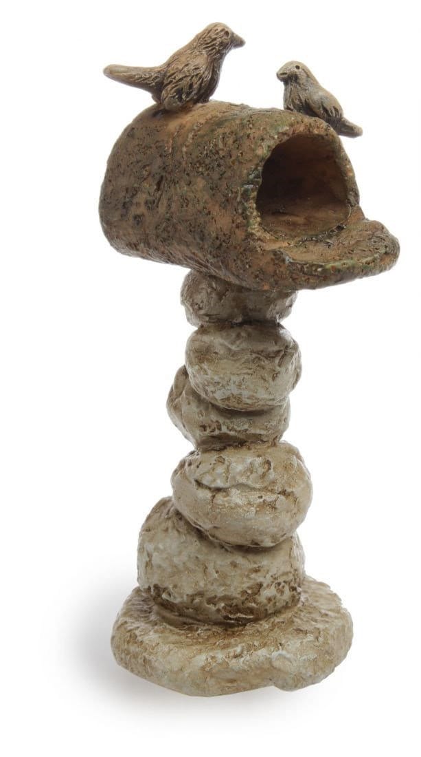 Miniature stone mailbox with birds | MG19 | doll house & Fairy Garden accessories