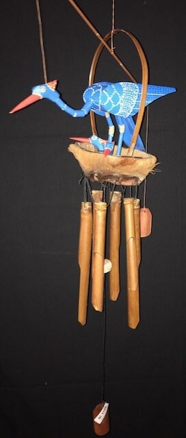 Blue Dragon with Babies Bamboo Wind chime | Coconut Bobbing Head | Mobile | Garden Decor 24