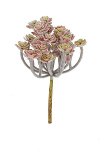 Faux succulent pick green and pink flocked | decorative succulent plant stem | hz174