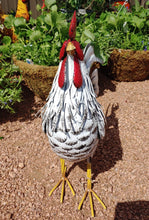 Load image into Gallery viewer, Roosters -  Large metal  - Amazing + details Garden Décor | rooster statue | Chicken Statue White speckled