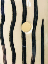 Load image into Gallery viewer, Clearance Ceramic Tan Planter with Black Vertical Zebra Stripes for hanging plants
