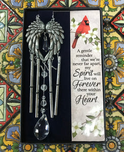Wind chime " my spirit will live on forever"  crystal and pewter look  | sympathy | loving memory