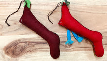 Load image into Gallery viewer, Felt stocking shaped Christmas ornaments cat and dog