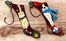Load image into Gallery viewer, Felt stocking shaped christmas ornaments | cat and dog