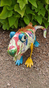 Unique lizard garden art statue | indoor outdoor garden decor | lizard lover's gift