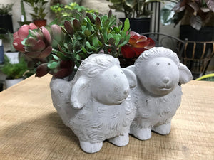 Cement Sheep Round Planter Pot for succulents or House plants