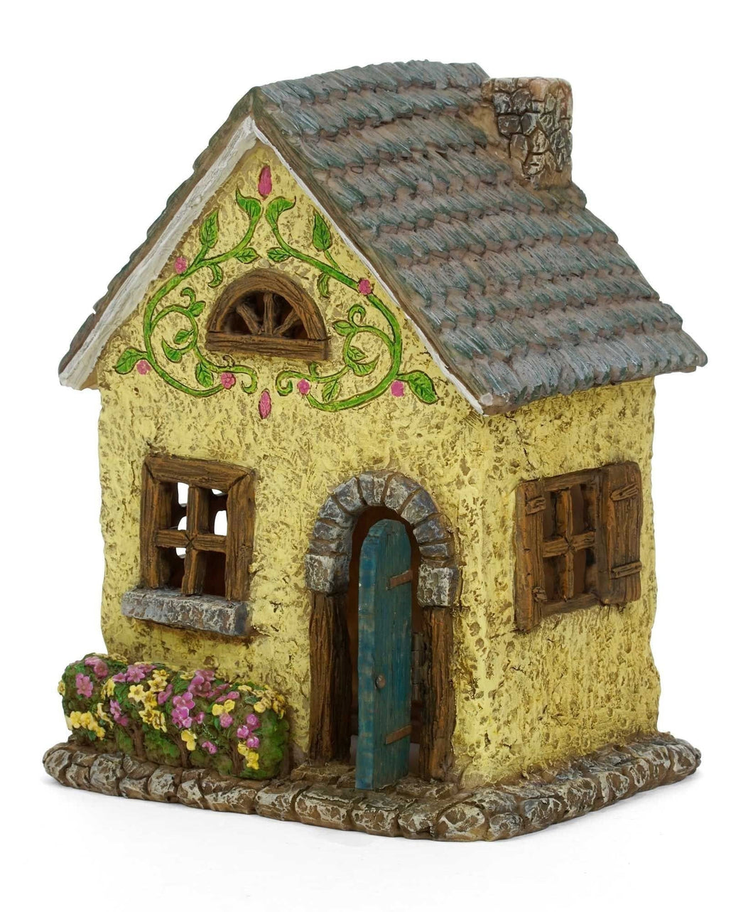 Yellow Cottage Scroll House Miniature Dollhouse Fairy Garden