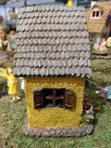Yellow Cottage Scroll House Miniature Dollhouse Fairy Garden