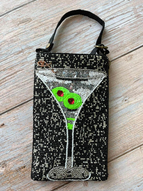 Martini purse with Olive Hand Beaded Fashion Cell Phone Bag Purse Crossbody