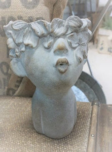 Tall Woman Head with Kissing Lips Succulent Planter
