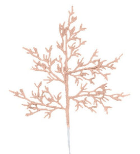 Diamond sparkle glitter faux coral spray twig 24"