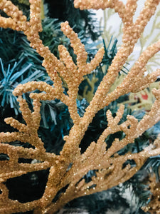 Diamond sparkle glitter faux coral spray twig 24"
