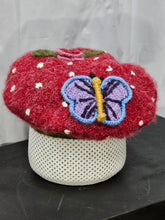 Load image into Gallery viewer, Raspberry Butterfly Beret Hat Knitted Winter Crazy Ski Snowboard Hat Adult Unisex Unique Gift