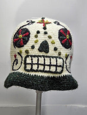 Sugar skull day of the dead bucket hat knit winter ski snowboard unisex