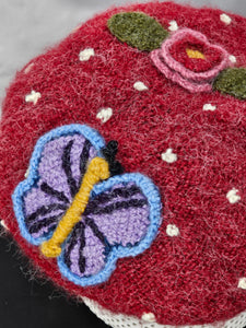 Raspberry Butterfly Beret Hat Knitted Winter Crazy Ski Snowboard Hat Adult Unisex Unique Gift