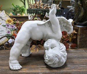 Unique tumbling cherub statue sculpture l garden art |  indoor outdoor cherub lover's gift