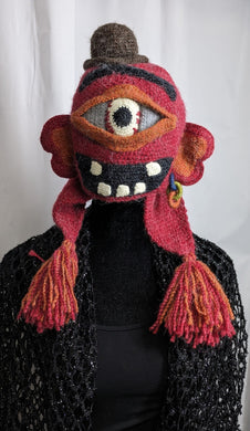 Red Cyclops Monster Knitted Winter Novelty Crazy Ski Snowboard Hat Adult Unisex Unique Gift