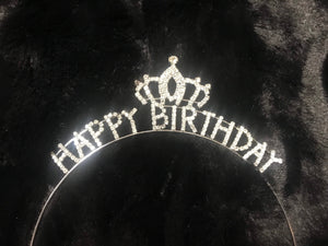 Crystal tiara " happy birthday " with a crown | metal birthday girl's present
