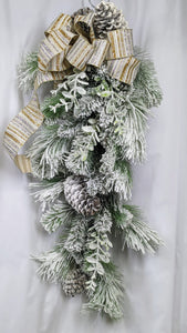 Flocked Pine Swag Christmas Holiday Winter Artificial Indoor for Wall or Door