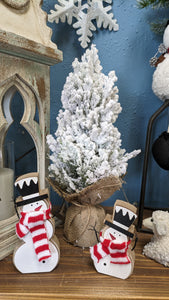 Flocked Christmas Trees in burlap base Artificial