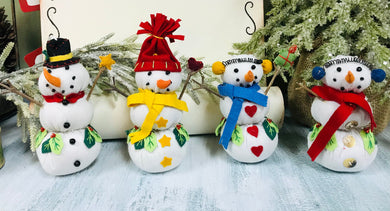 Cotton Stuffed Snowmen Hanging Ornaments | Sold individually | Shelf Sitter