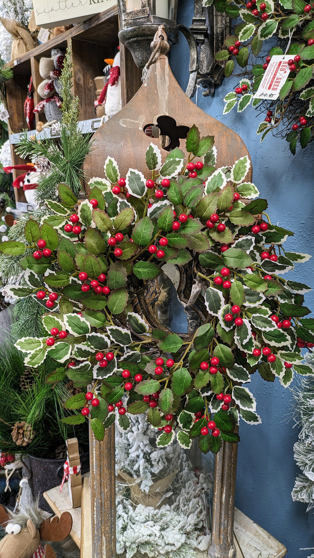 Indoor Holly Winter Wreath with red berries 16