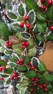Indoor Holly Winter Wreath with red berries 16" or Candle ring