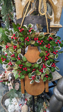Load image into Gallery viewer, Indoor Holly Winter Wreath with red berries 16&quot; or Candle ring
