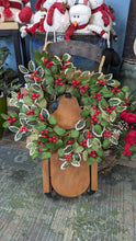 Load image into Gallery viewer, Indoor Holly Winter Wreath with red berries 16&quot; or Candle ring