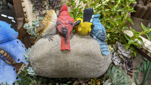 Porch Welcome Stone Rock with Bird Accents made of Quality Resin Bird Lover's Gift