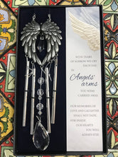 Load image into Gallery viewer, Wind chime &quot; in angels&#39; arms&quot;  crystal and pewter look  | sympathy | loving memory