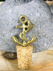 Brass bottle stopper | wine bottle cork wheel or anchor | wine lover's gift