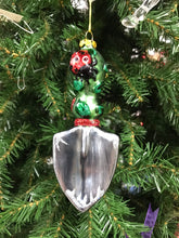 Load image into Gallery viewer, Garden trowel with ladybug Christmas ornament